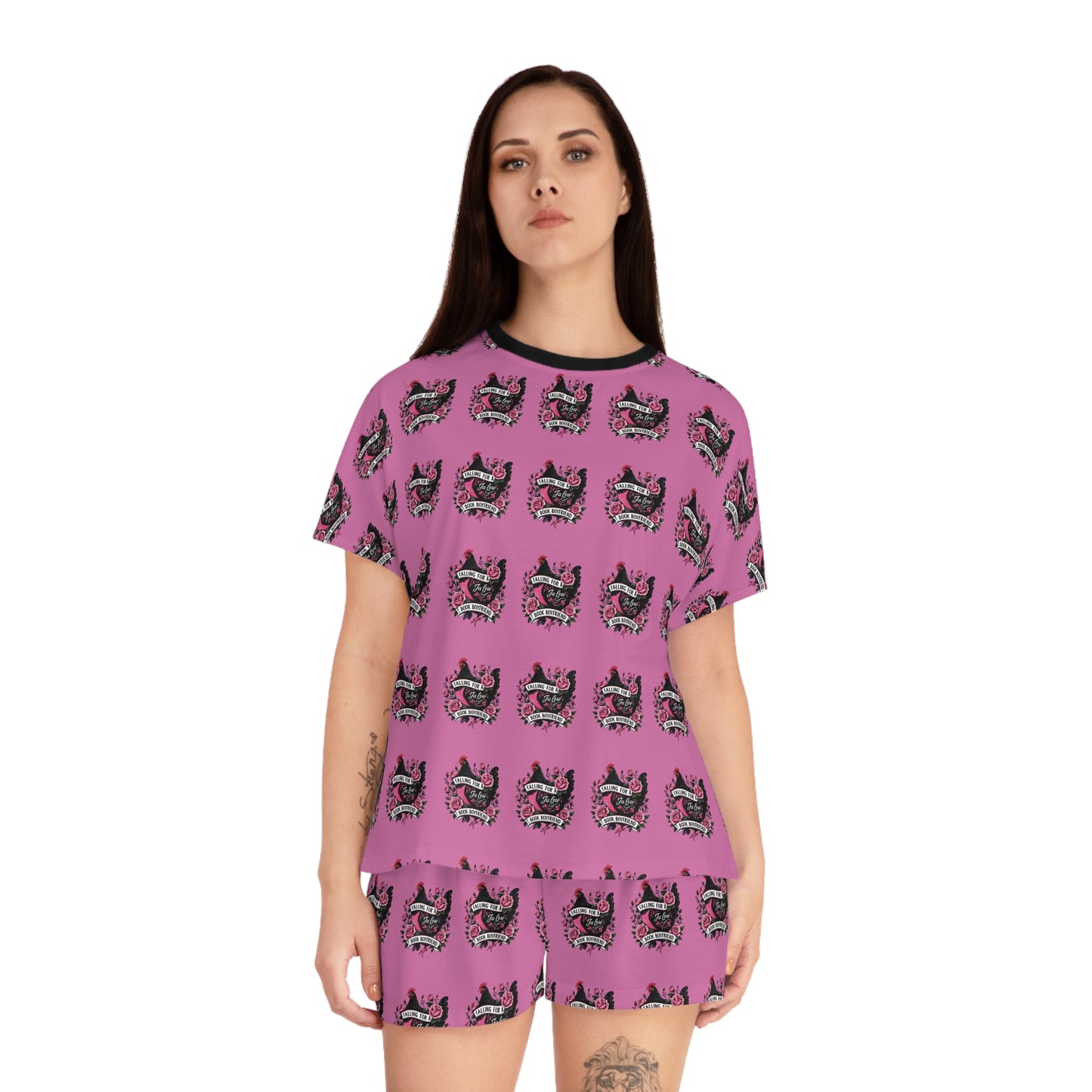 JA Low Chicken Book Boyfriend Summer PJ set -Light  Pink